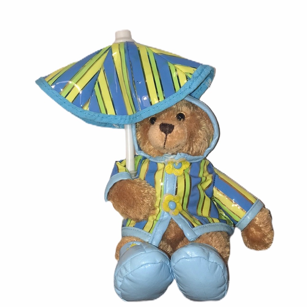 PLUSHLAND 9”  Bear with rain coat boots & umbrella